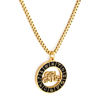 Stainless Girls Kids Jewelry Steel Black Round Hollow With Letters Accessory Necklace