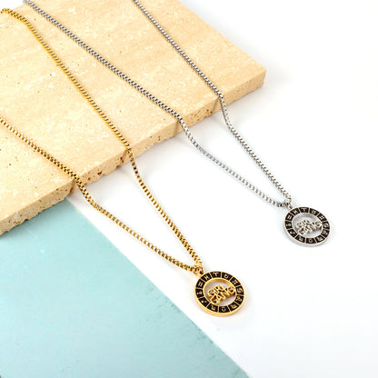 Stainless Girls Kids Jewelry Steel Black Round Hollow With Letters Accessory Necklace
