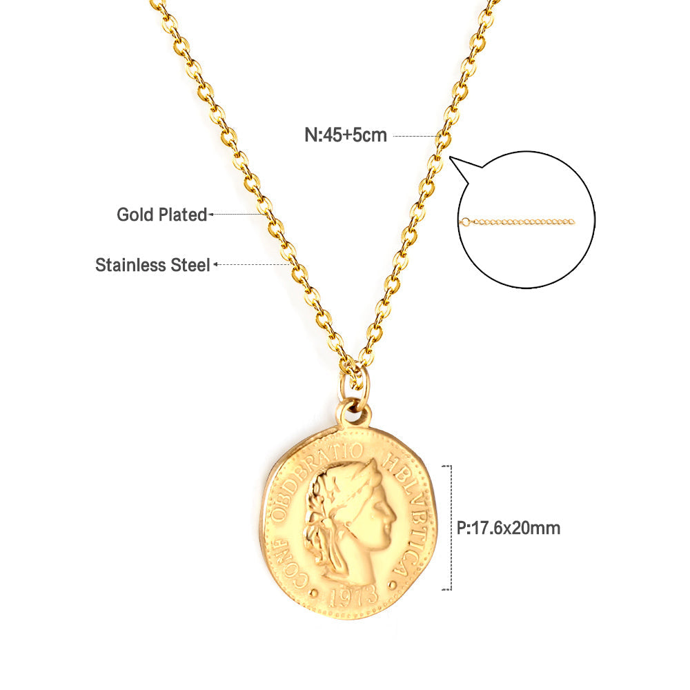 Stainless Steel Round Accessory With Boy Avatar Pattern Necklace