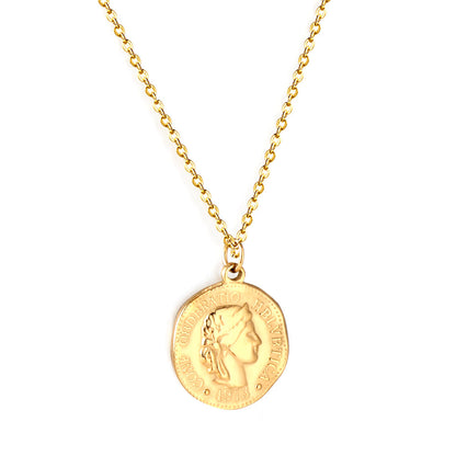 Stainless Steel Round Accessory With Boy Avatar Pattern Necklace
