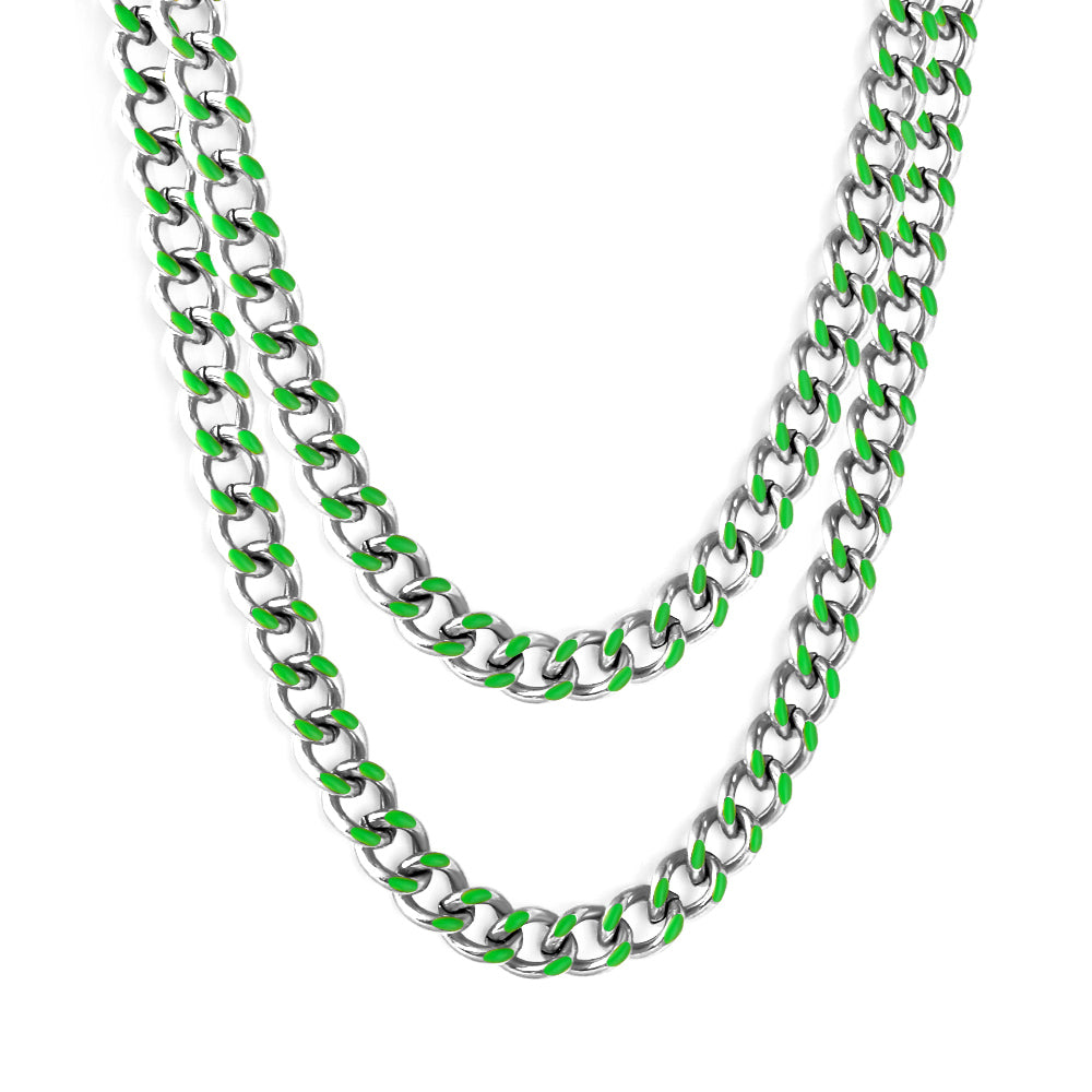 Stainless Steel 18k Gold Plated Green Drip Oil Chains