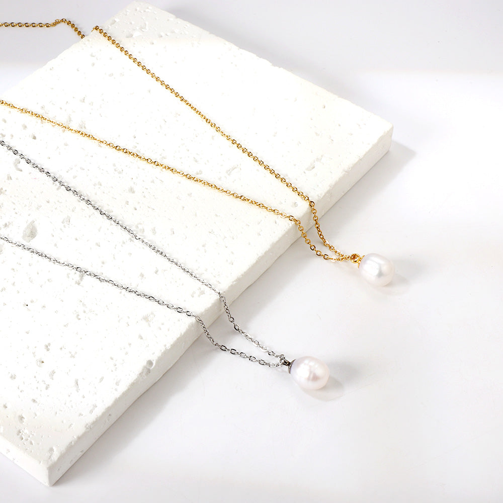 White Pearl Pendant Necklace 40+5cm