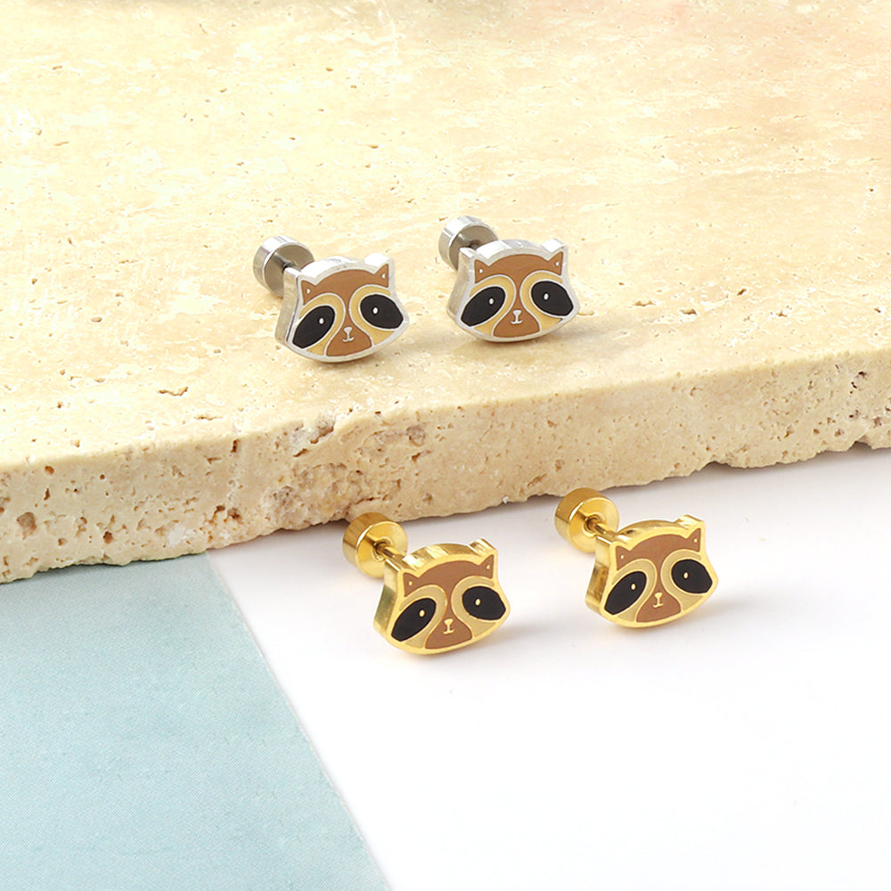 Stainless Steel Squirrel Spiral Stud Earrings enamel kids Earrings girls jewelry
