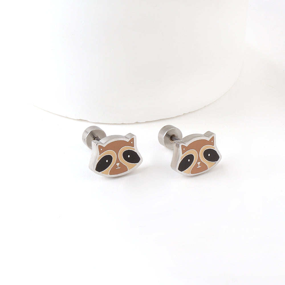 Stainless Steel Squirrel Spiral Stud Earrings enamel kids Earrings girls jewelry