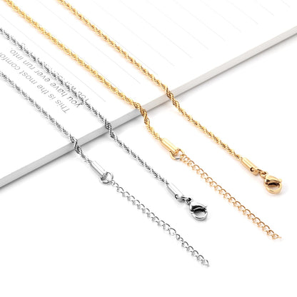 ASON 10pcs/bulk long necklace collar 2.0mm * 45cm+5cm matching chain gold & steel color stainless steel necklace wholesale
