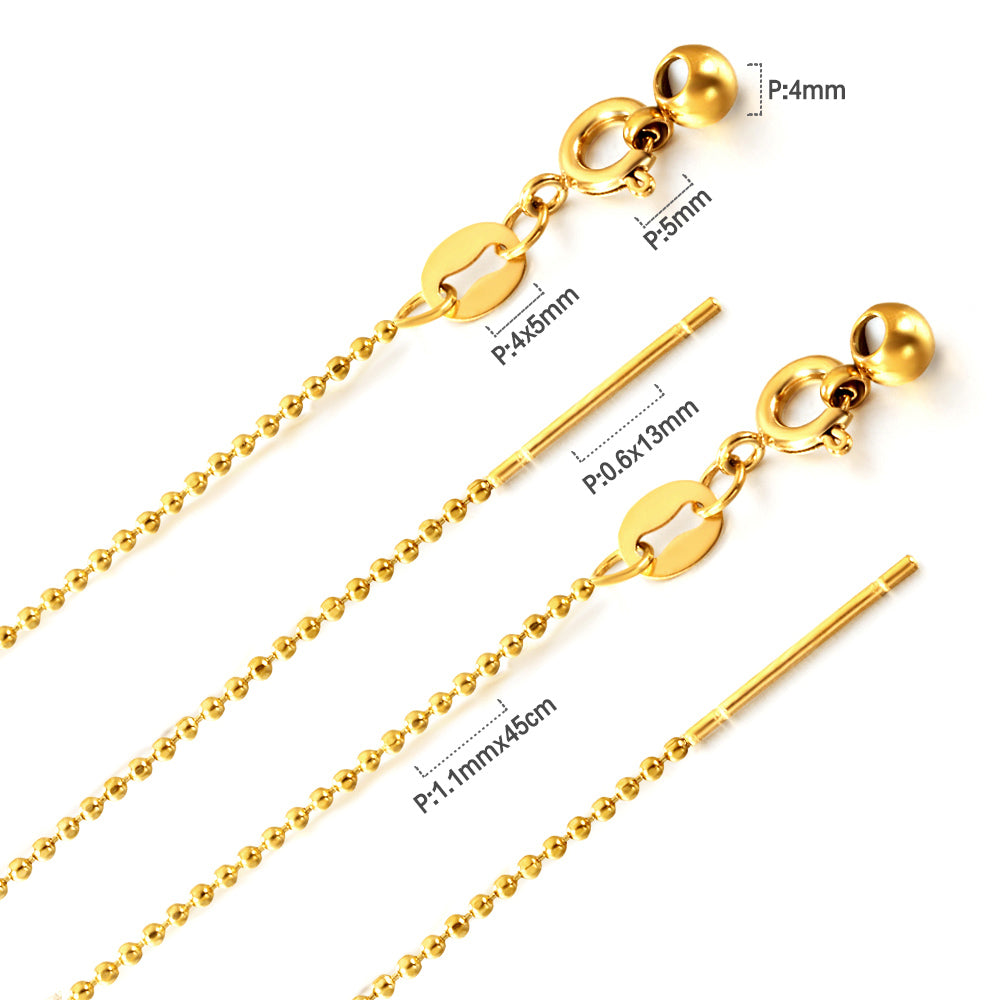 ASON 10pcs/bulk long necklace collar 1.1mm*45cm retractable connector clasp with chain steel color & gold color stainless steel necklace wholesale