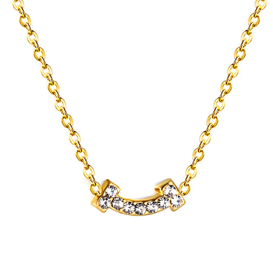 43+5cm 18K Gold Plated Necklace Stainless Steel Pendant Diamond Bone Necklace