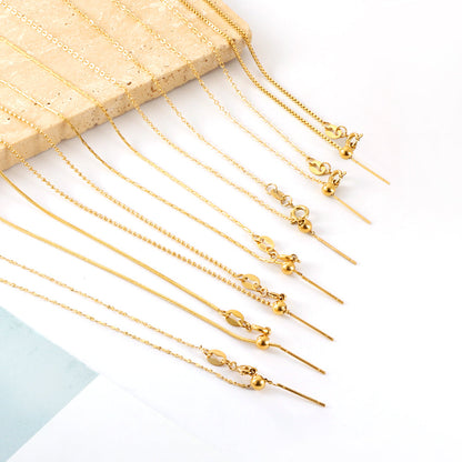 ASON 10pcs/bulk long necklace collar 1.3mm*45cm retractable connector clasp matching chain steel color & gold color stainless steel necklace wholesale