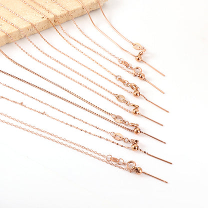 ASON 10pcs/bulk long necklace collar 1.3mm*45cm retractable connector clasp matching chain steel color & gold color stainless steel necklace wholesale