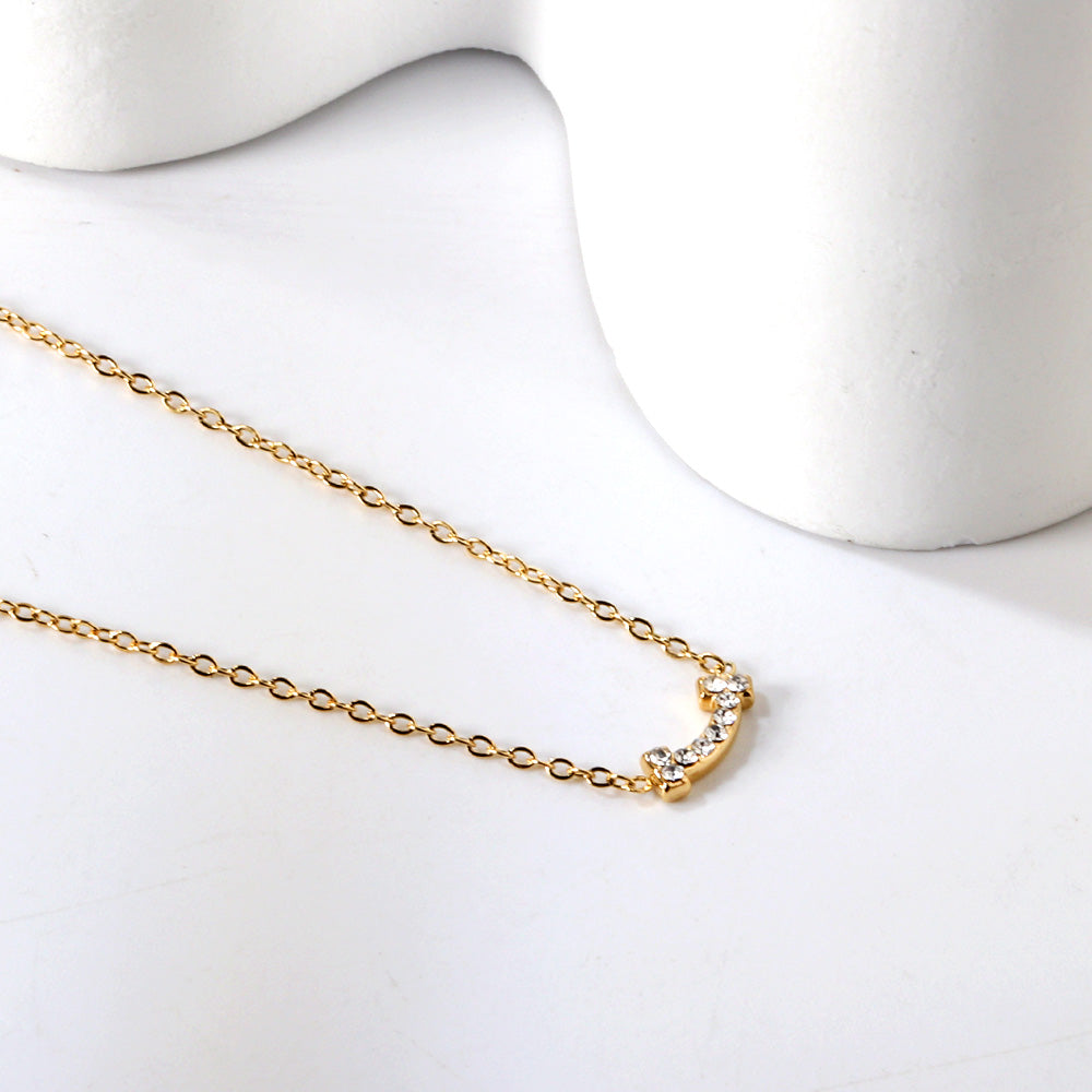 43+5cm 18K Gold Plated Necklace Stainless Steel Pendant Diamond Bone Necklace