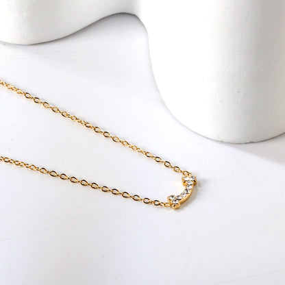 43+5cm 18K Gold Plated Necklace Stainless Steel Pendant Diamond Bone Necklace