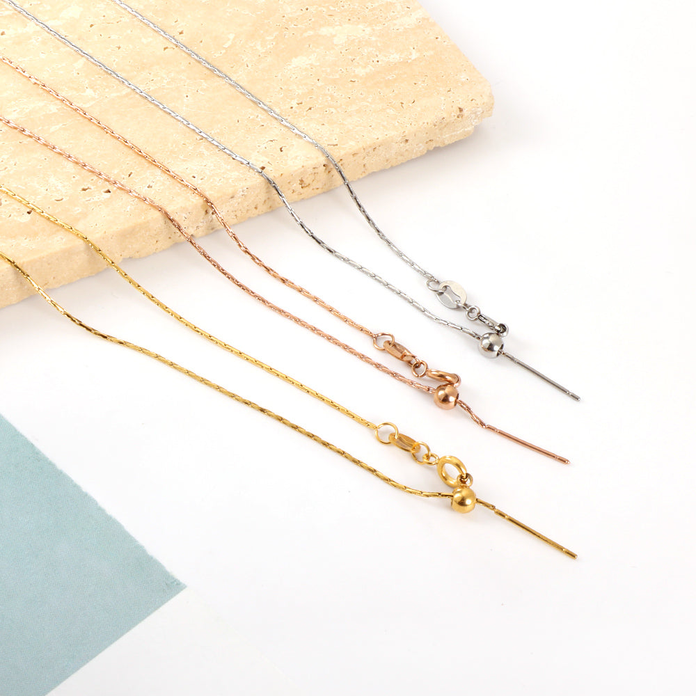 ASON 10pcs/bulk long necklace collar 0.8mm*45cm retractable connector clasp with chain steel color & gold color stainless steel necklace wholesal