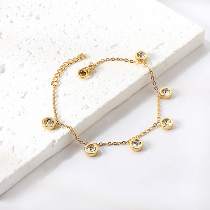 6 Cylindrical White Diamonds Bracelet 17+3cm