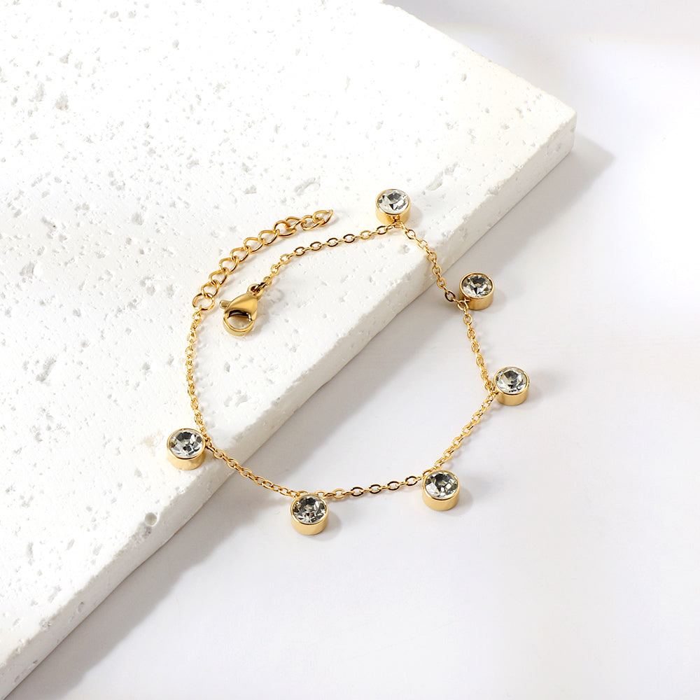 6 White Diamonds & Rose Diamonds Bracelet 17+3cm