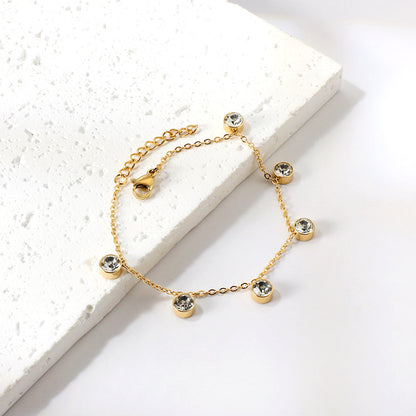 6 White Diamonds & Rose Diamonds Bracelet 17+3cm