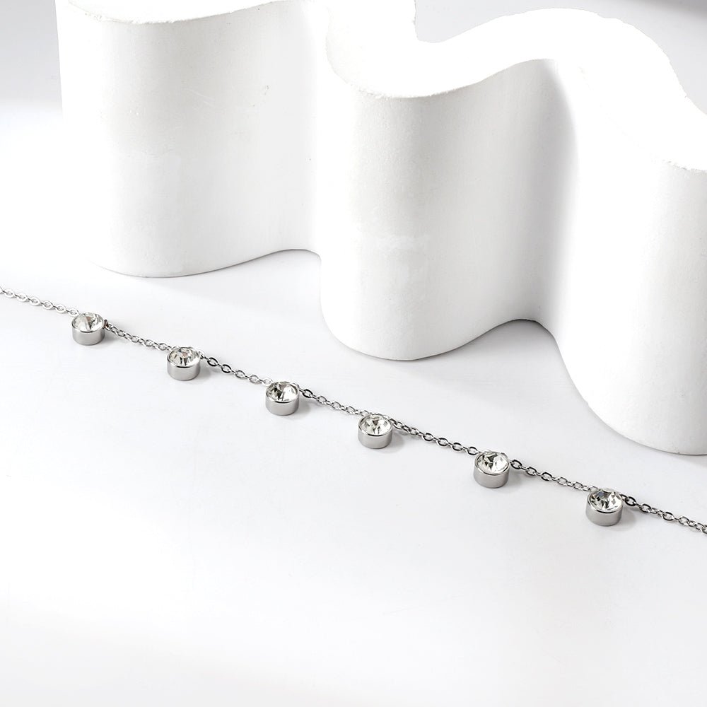 6 White Diamonds & Rose Diamonds Bracelet 17+3cm
