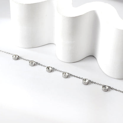 6 White Diamonds & Rose Diamonds Bracelet 17+3cm