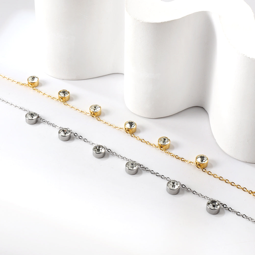6 White Diamonds & Rose Diamonds Bracelet 17+3cm