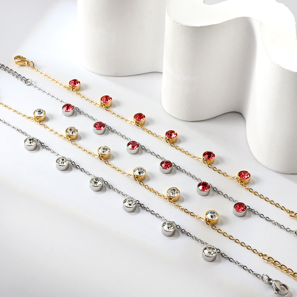 6 White Diamonds & Rose Diamonds Bracelet 17+3cm