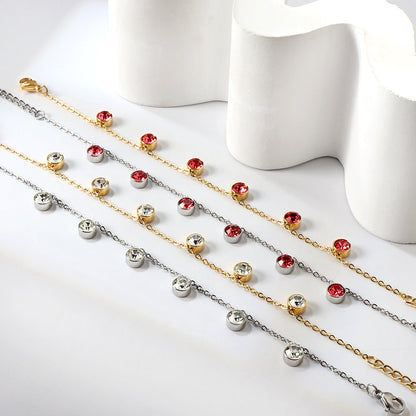 6 White Diamonds & Rose Diamonds Bracelet 17+3cm
