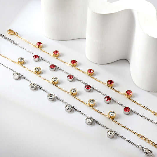 6 White Diamonds & Rose Diamonds Bracelet 17+3cm