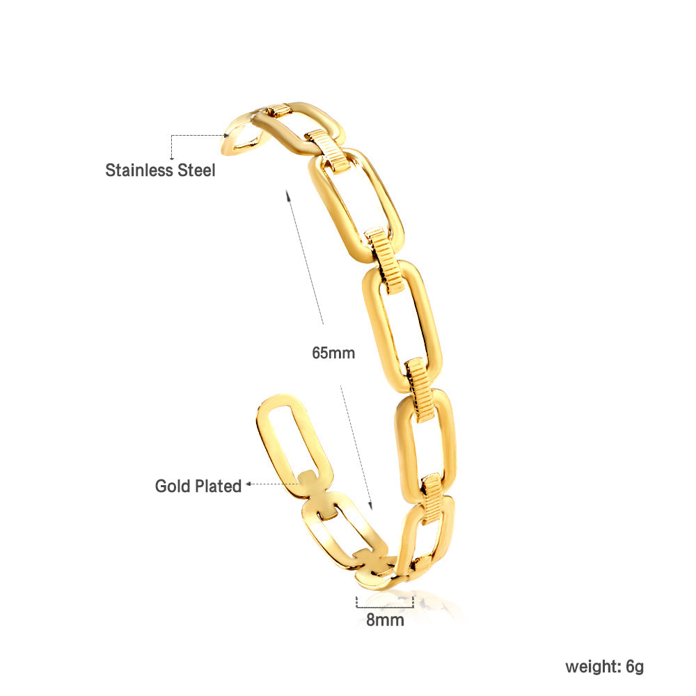 Chain Hard Bracelet with Hollow Opening