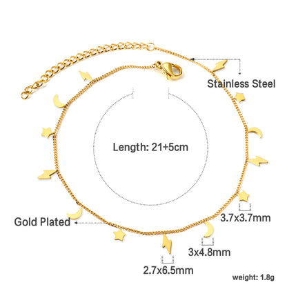 5 Lightning + 4 Stars + 4 Moons Accessories Anklet 21+5cm
