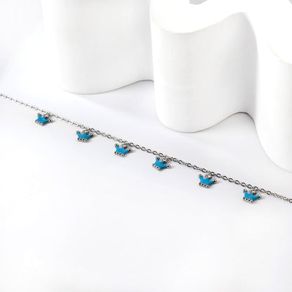 6 Blue Drip Crown Accessories Anklet 20+5cm Steel Golden