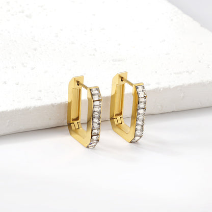 Rectangular ear buckle with diamond 3.8*16.4*21mm