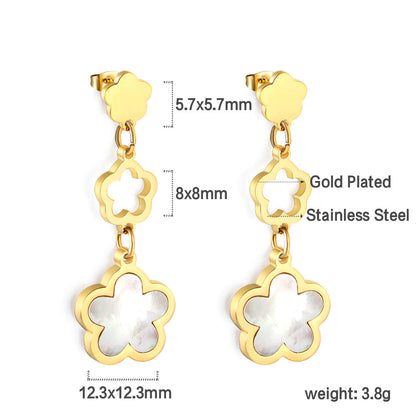 Peach Blossom + Hollow Peach Blossom + Peach Blossom Earrings with Shell Accessories
