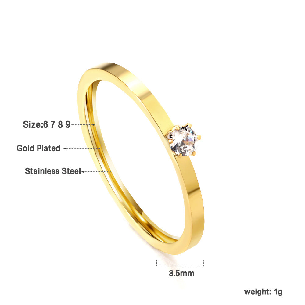 Simple plain ring with multi-color zirconia