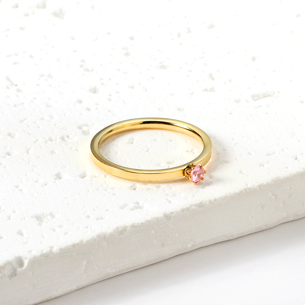 Simple plain ring with multi-color zirconia