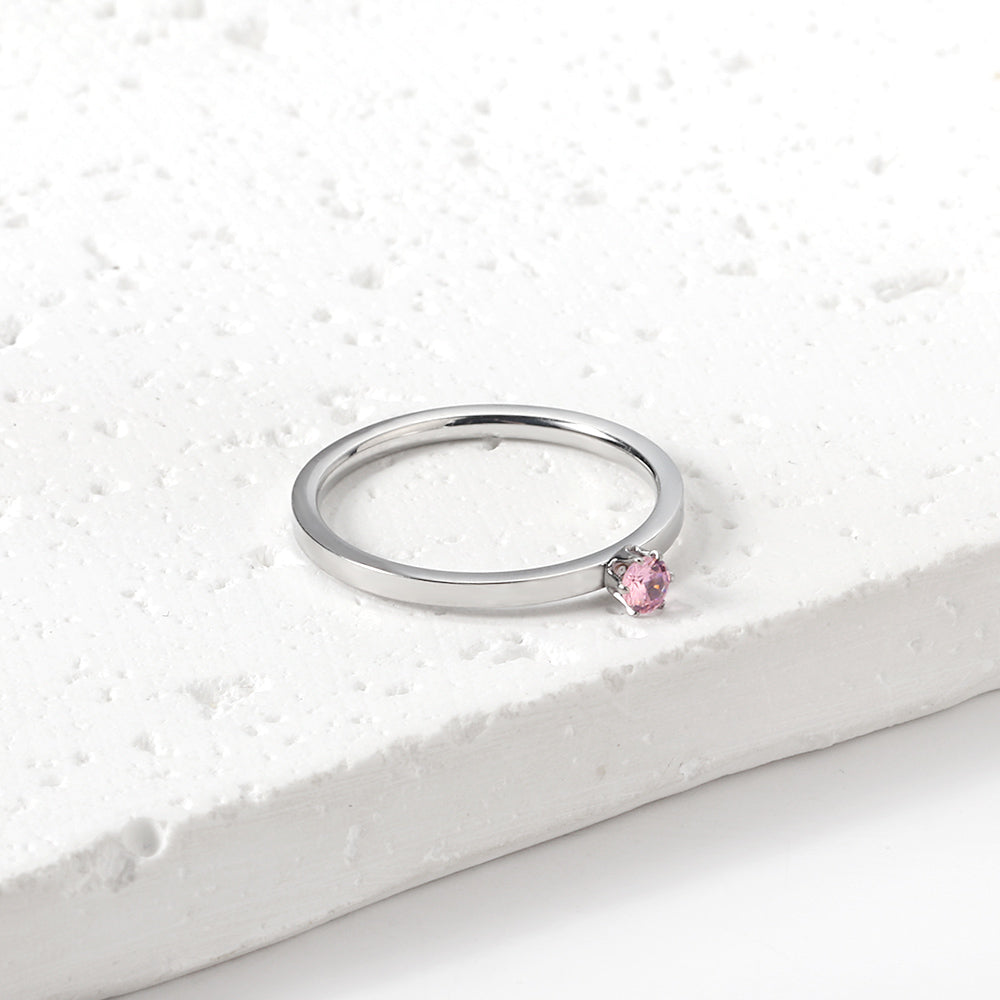 Simple plain ring with multi-color zirconia