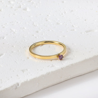 Simple plain ring with multi-color zirconia