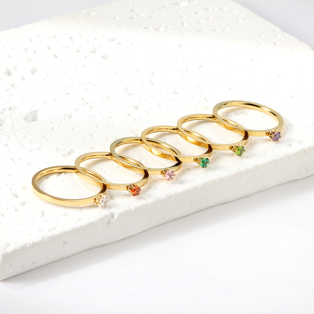 Simple plain ring with multi-color zirconia