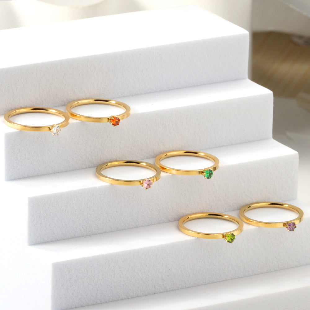 Simple plain ring with multi-color zirconia