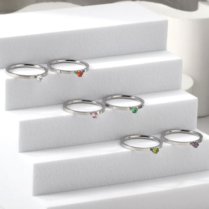 Simple plain ring with multi-color zirconia