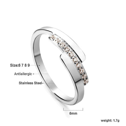 Fashion new step ladder set diamond ring flash zirconium stainless steel 18K gold index finger ring niche personality