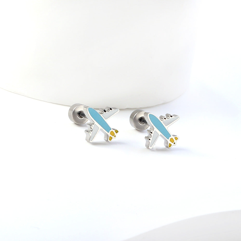 New Fashion Stainless Steel Screw Plug Mixed Color Airliner Stud Earrings