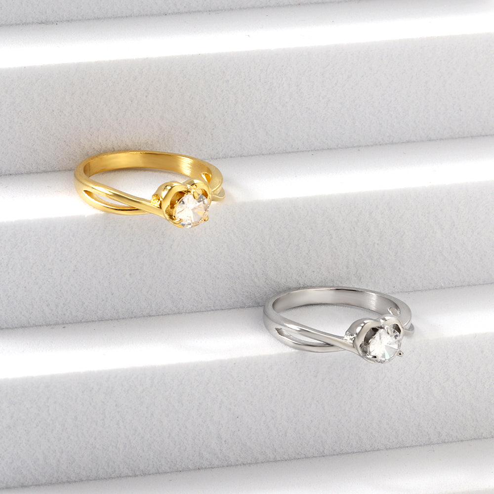 Heartwarming cycle solitaire ring female light luxury niche design flower zirconia exquisite high sense index finger ring