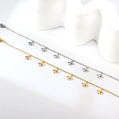 6 Airplane Accessory Anklets 20+5cm Steel Golden
