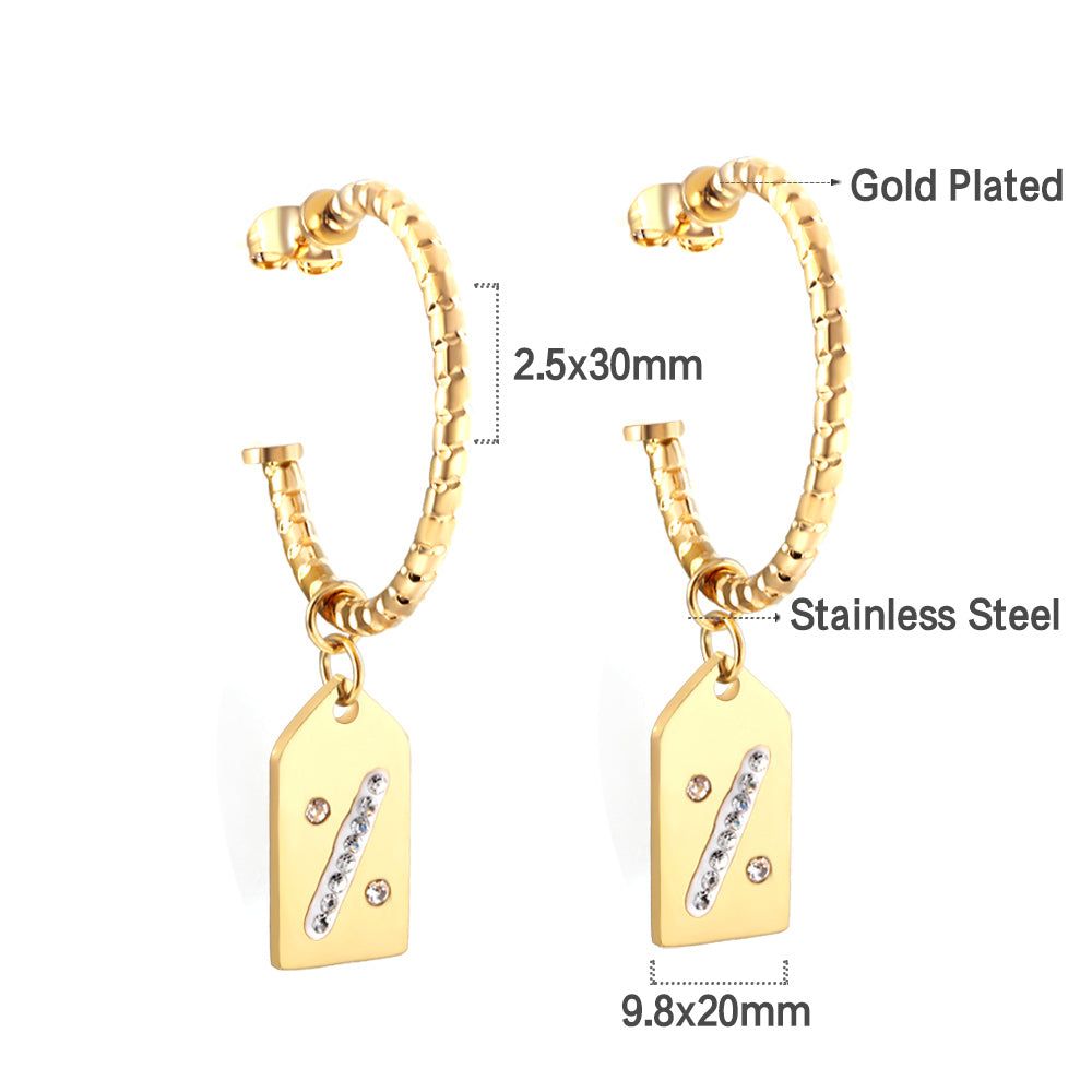 New Fashion Open Circle With Rhombus With Diamond Earrings