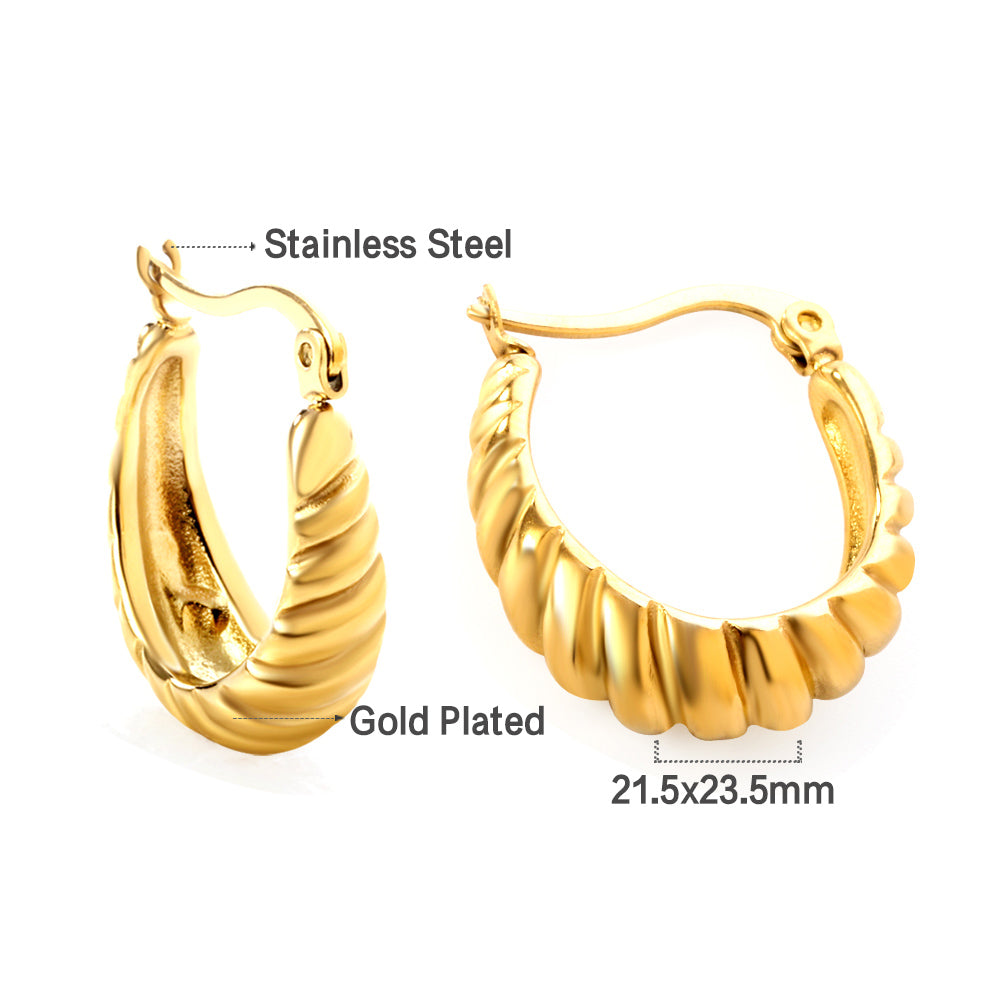 Stainless Steel 18K Gold -plated Oval Earrings For Women