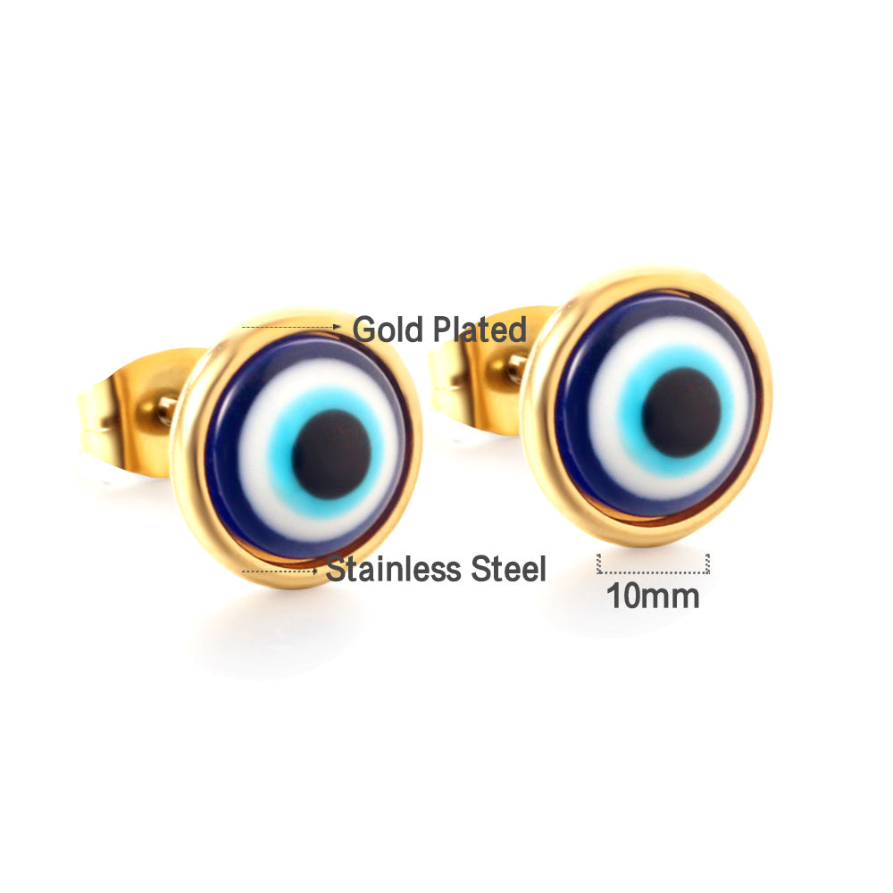 New Fashion Stainless Steel Blue Cat’s-eye Stud Earrings