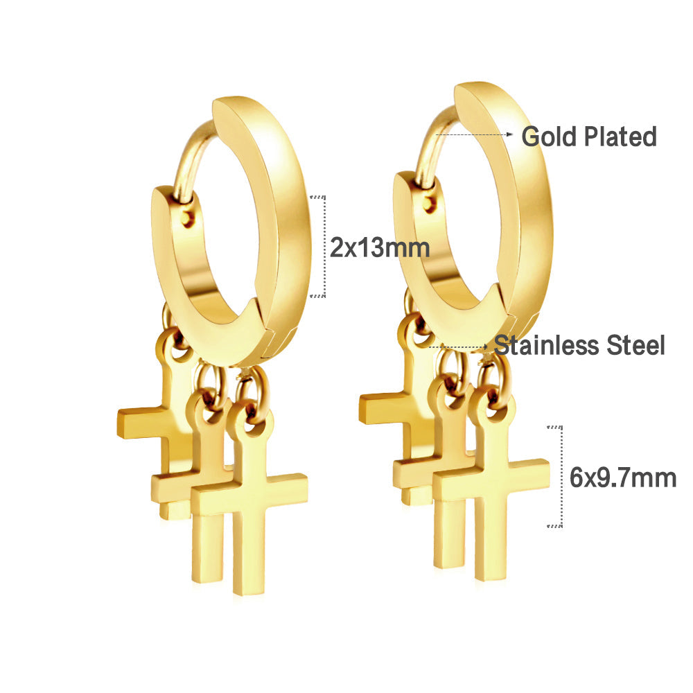Circle earrings with 3 crosses