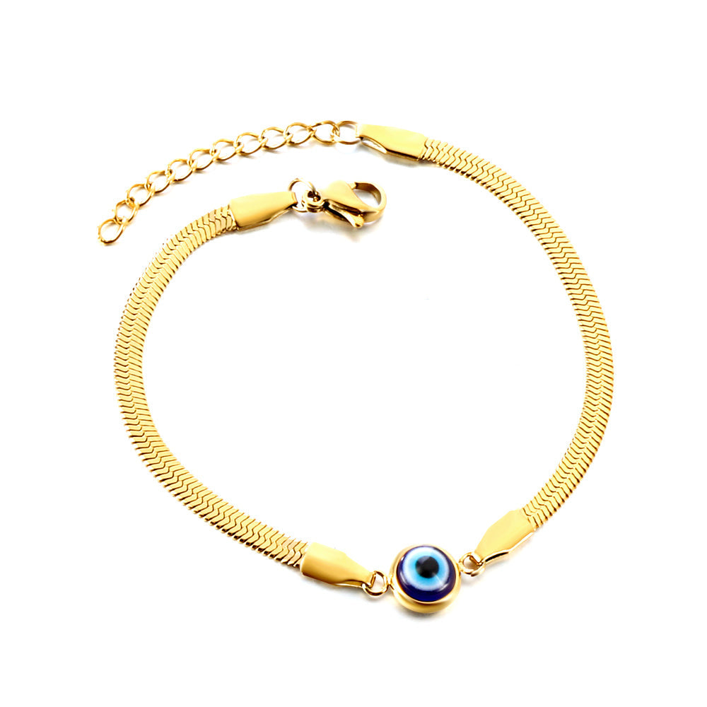 Stainless Steel Dark Blue Cat's Eye Stone Accessory Bracelet