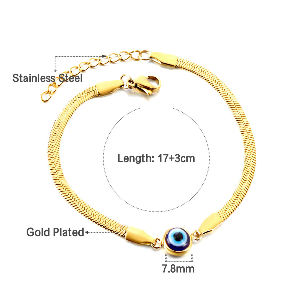 Stainless Steel Dark Blue Cat's Eye Stone Accessory Bracelet