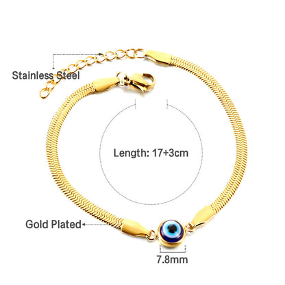 Stainless Steel Dark Blue Cat's Eye Stone Accessory Bracelet
