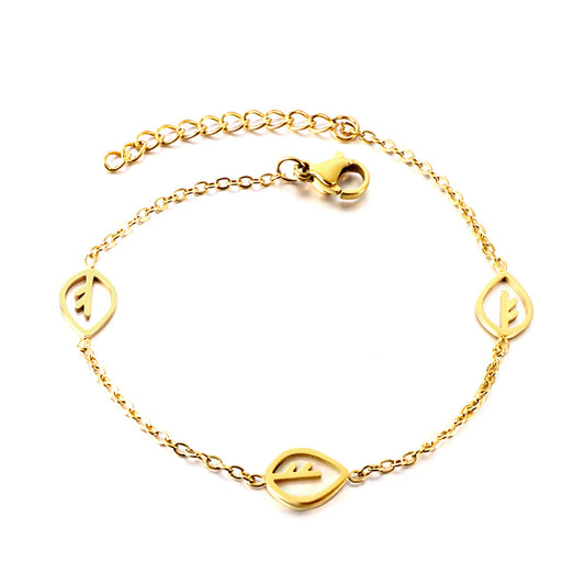2 Leaves Hollow+A White Shell Leaves Accessories Bracelet