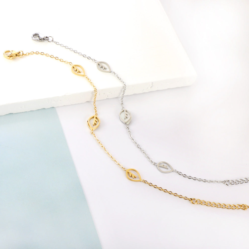 2 Leaves Hollow+A White Shell Leaves Accessories Bracelet